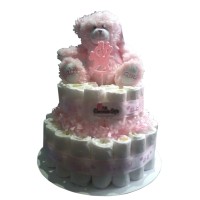 2 Tier Pink Baby Girl Nappy Cake Arrangement